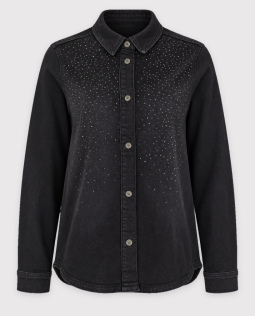 Jeanshemd in Schwarz mit Strass