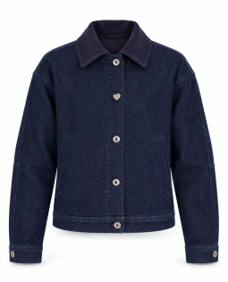 Jeansjacke mit Cord-Kragen