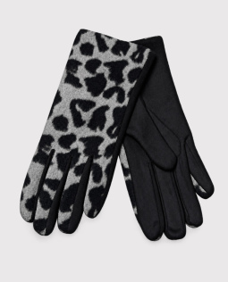 Lederimitat-Handschuhe mit Leodesign in Grau