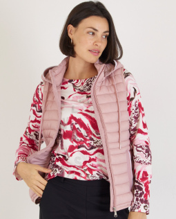 Steppweste in Rosa mit abnehmbarer Kapuze