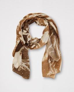 Leichter Schal mit abstraktem Druck in Taupe