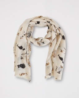 Leichter Schal mit Katzen Druck in Creme