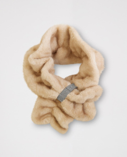 Kunstfellschal in Camel mit Strass