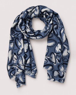 Schal mit Herzen in Blau
