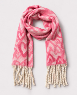 Weicher Winterschal mit Herzen in Pink