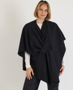 Poncho mit Schlaufe in Schwarz
