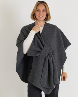 Poncho mit Schlaufe in Anthrazit
