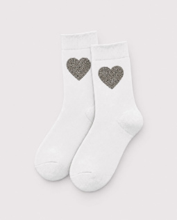 Socken mit Strassherz in Weiß