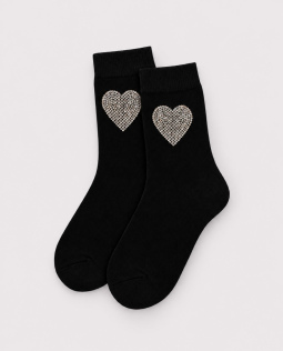 Socken mit Strassherz in Schwarz