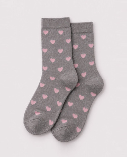 Glitzersocken mit Herzmuster in Silber