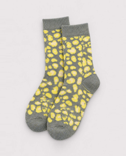 Glitzersocken mit Leodesign in Grau und Gelb