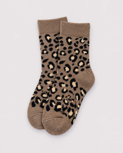 Glitzersocken mit Leodesign in Braun