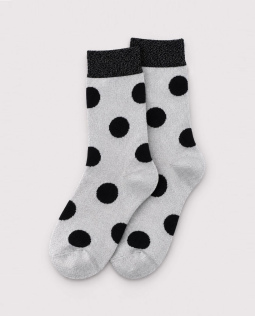 Glitzersocken mit Punkten in Hellsilber
