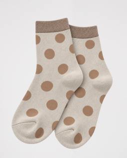 Glitzersocken mit Punkten in Beige