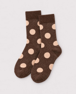 Glitzersocken mit Punkten in Braun