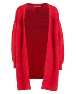 Wollmix-Strickjacke in Rot