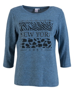 Sweatshirt mit New York-Print in Jeansblau