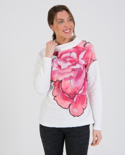 Jacquard-Sweatshirt mit Blumenmotiv