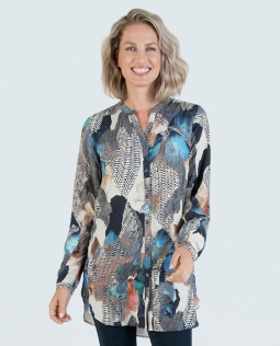 Longbluse mit Patchdruck