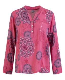 Bluse mit Ornamentendruck in Pink 
