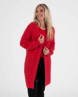 Wollmix-Strickjacke in Rot