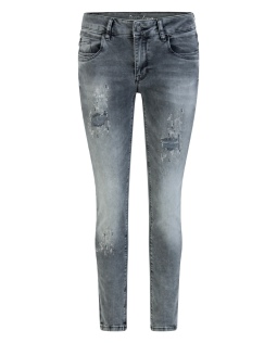 Graue Denim-Jeans mit Strass