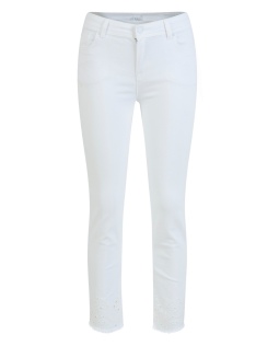 Weiße Jeans mit Saumstickerei