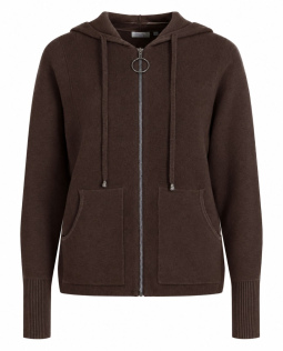 Kapuzen Strickjacke in Braun mit Zipper