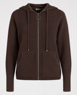 Kapuzen Strickjacke in Braun mit Zipper