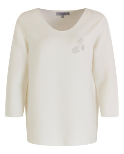 Pullover mit V-Ausschnitt in Creme