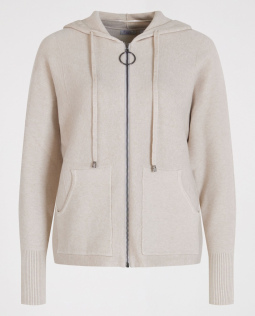 Kapuzen Strickjacke in Beige mit Zipper