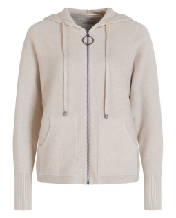 Kapuzen Strickjacke in Beige mit Zipper
