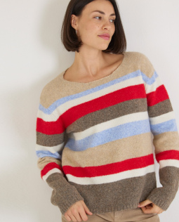 Gestreifter Pullover im Farbmix