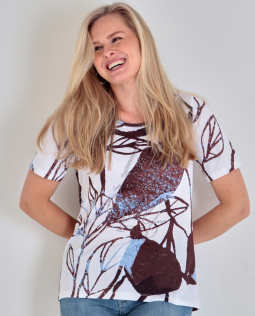 Druckshirt in Blau mit Strass-Schriftzug