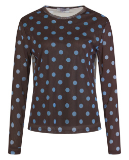 Mesh Shirt in Braun mit Punkten