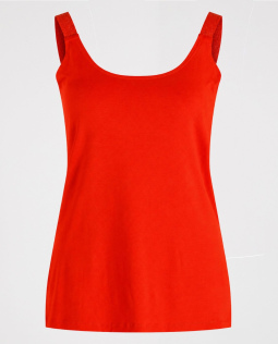 Basic-Top mit Glitzerträger in Rot