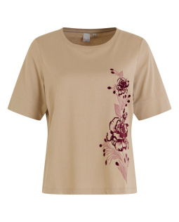 T-Shirt mit Flockprint in Beige