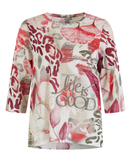 Druckshirt in Rot mit Strassdetails
