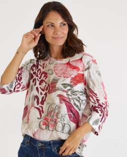 Druckshirt in Rot mit Strassdetails