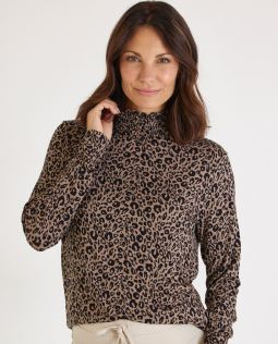 Langarm Leoshirt in Taupe
