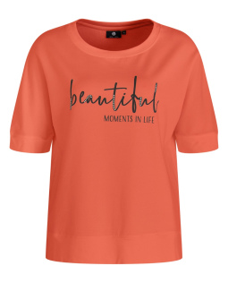 Shirt in Koralle mit Frontprint