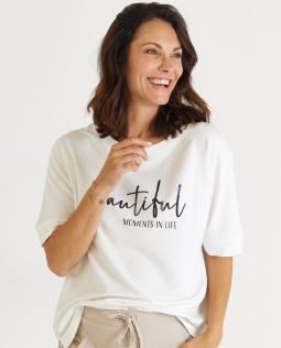 Shirt in Creme mit Frontprint