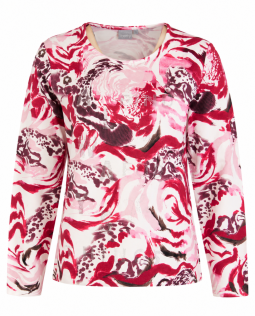 Langarmshirt in Beere mit Animal-Print