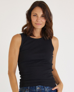 Geripptes Tanktop in Schwarz