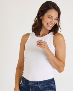 Geripptes Tanktop in Weiß