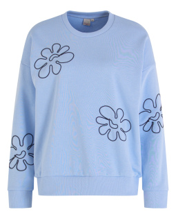 Hellblaues Sweatshirt mit Blütenstickerei