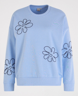 Hellblaues Sweatshirt mit Blütenstickerei