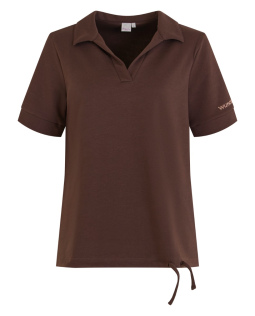 Poloshirt in Braun mit Strass-Schriftzug