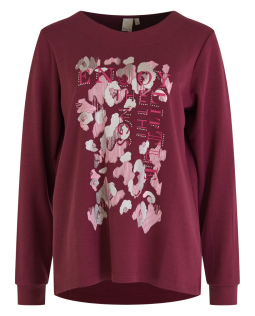 Sweatshirt in Beere mit Motivdruck