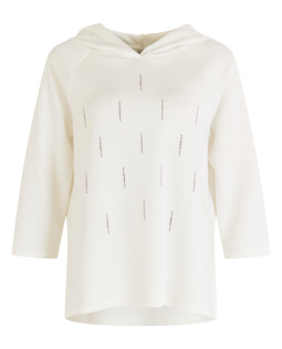 Hoodie in Creme mit Strasssteinen
